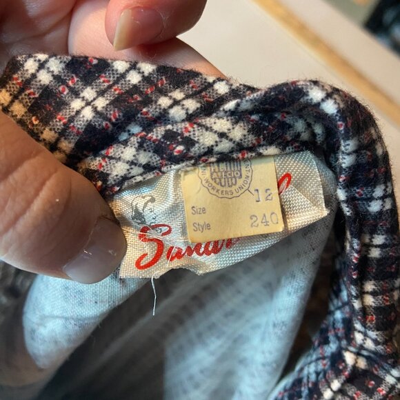 Vintage Union Made Women 12 Midi Dress Cottagecore Homestead Lagenlook Plaid 60s - Picture 4 of 8